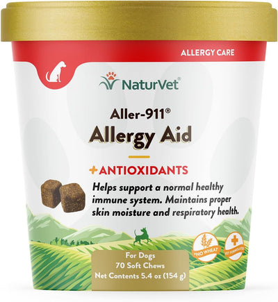 NaturVet Dog Allergy Relief Supplement - Soothes Itchy Paws, Eyes, Ears, Skin - Stops Itching, Licking, Scratching - Supports Seasonal Itching
