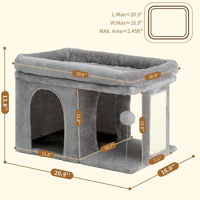 Heybly Cat Tree, 14 inch Cat Tower with Large Perch Bed and Cat Condo for Indoor