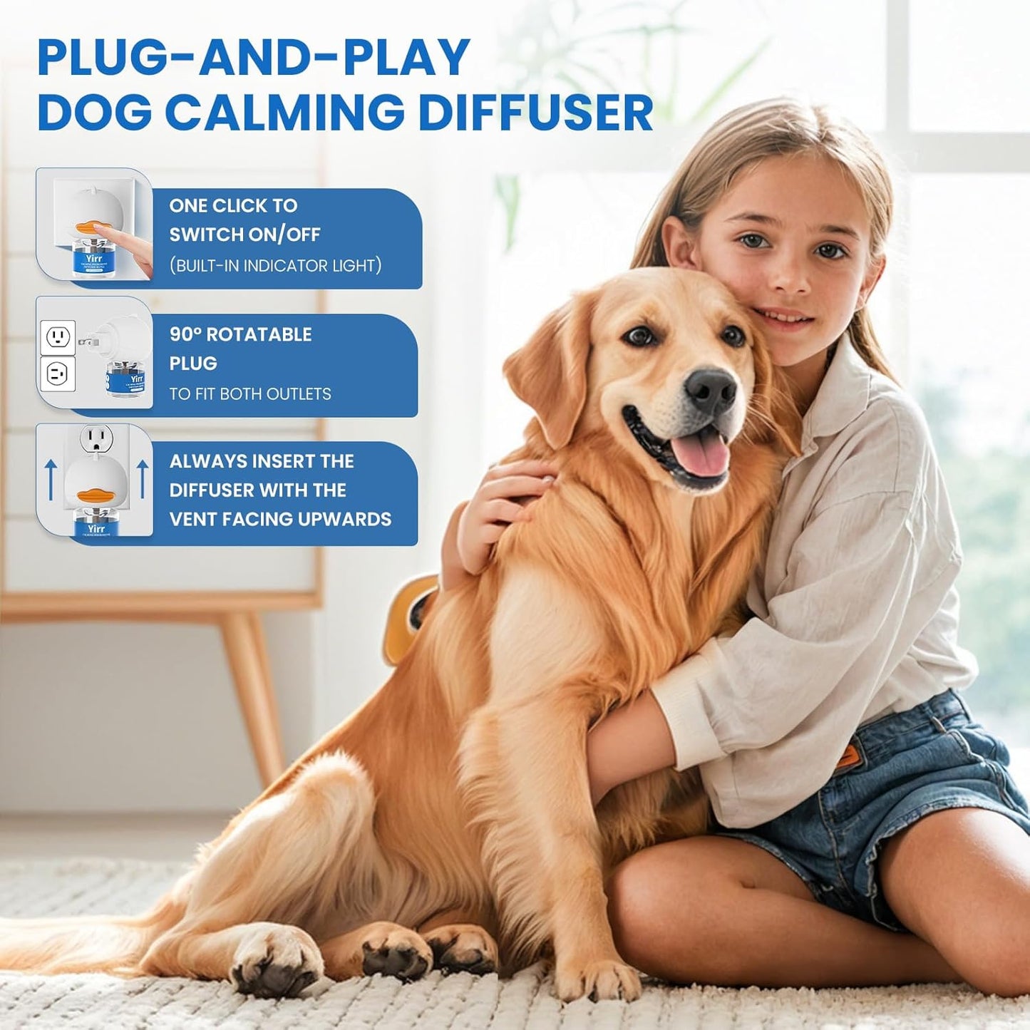Dog Calming Diffuser, 8 in 1 Dog Pheromones Calming Diffuser, 2 Diffuser 6 Refill(48ml)
