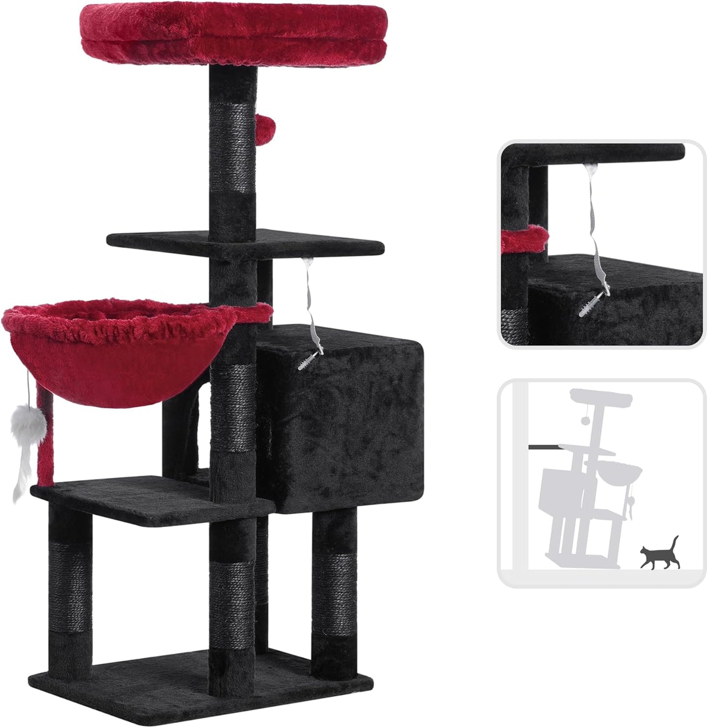Heybly Cat Tree with Toy, Cat Tower condo for Indoor Cats