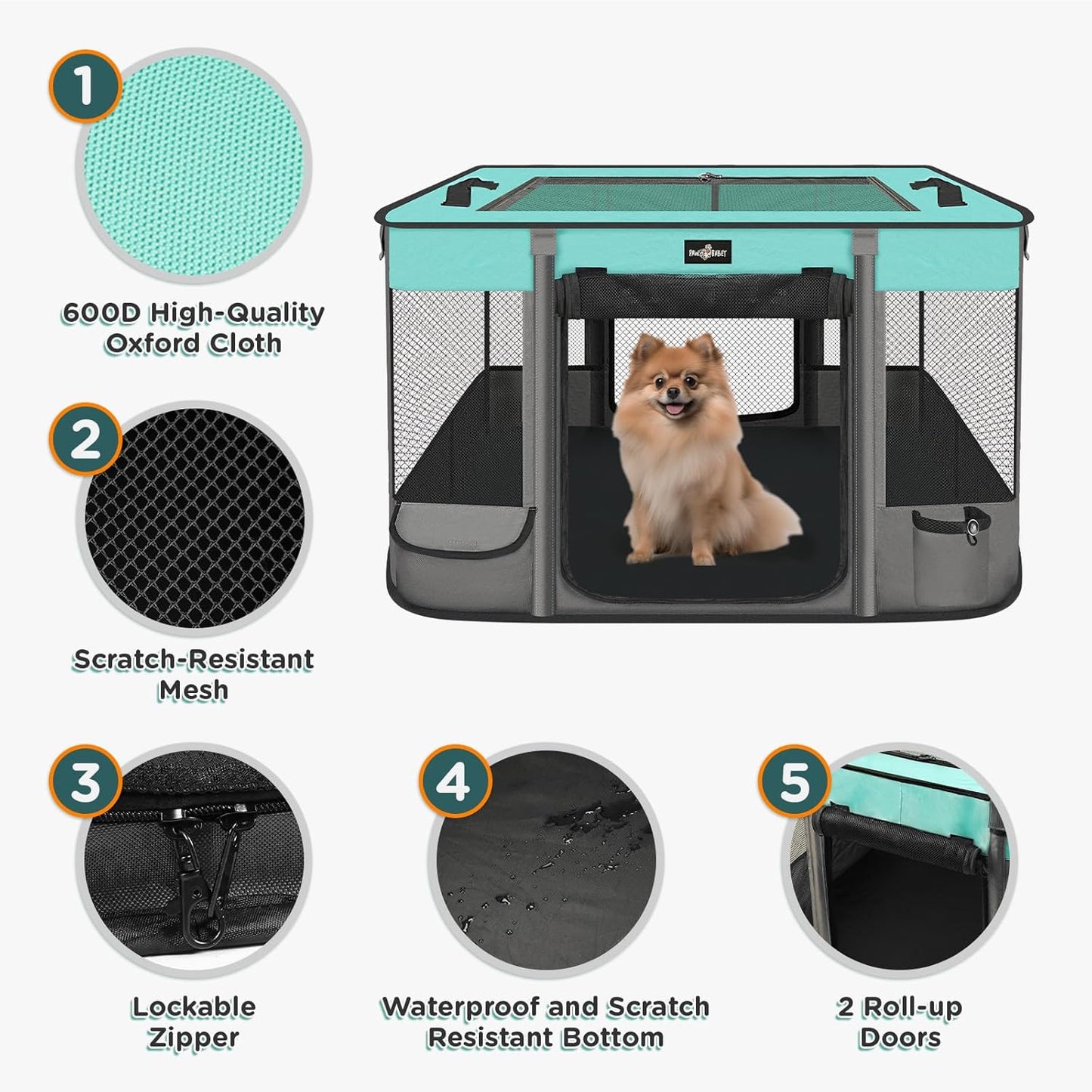 Foldable Pet Kitten Playpen, Waterproof Portable Cat Dog Playpen Kennel Tent for Small Dog Cat