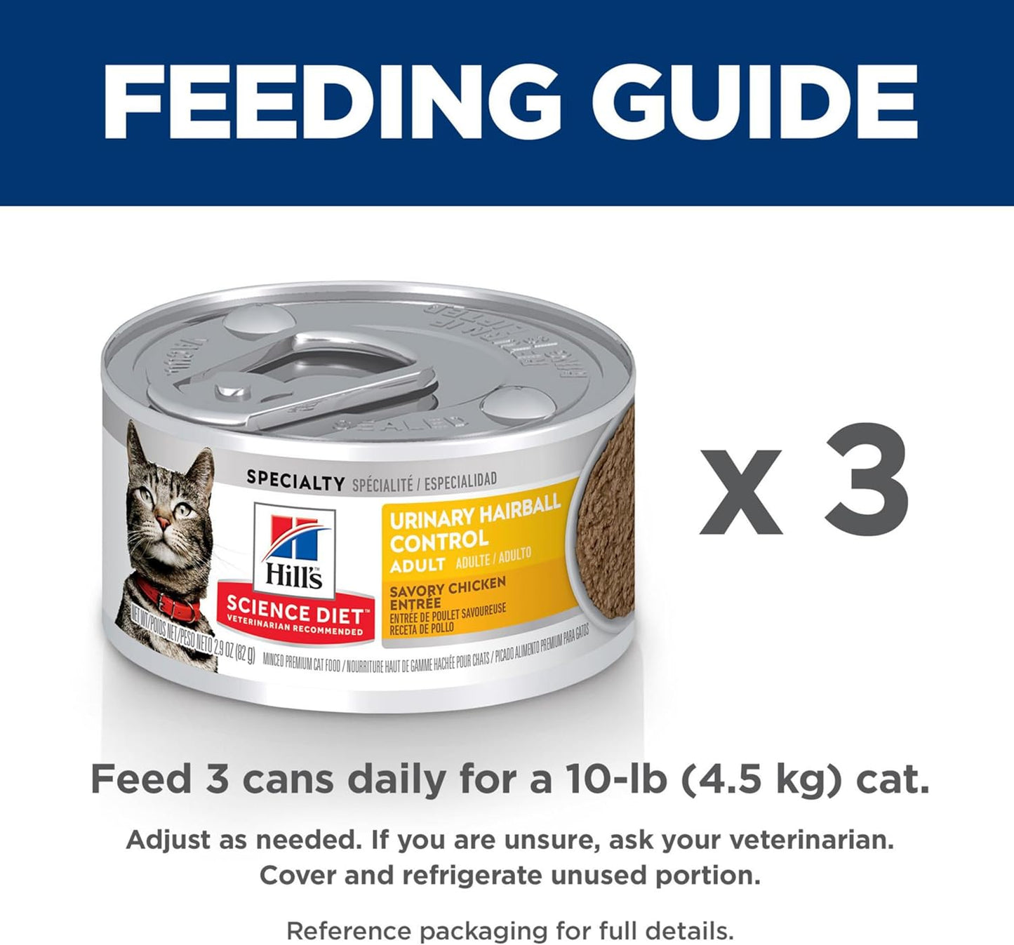 Hill's Science Diet Adult Wet Cat Food, Urinary Hairball Control Savory Chicken Entrée, 82g, 24 Pack, Canned Cat Food