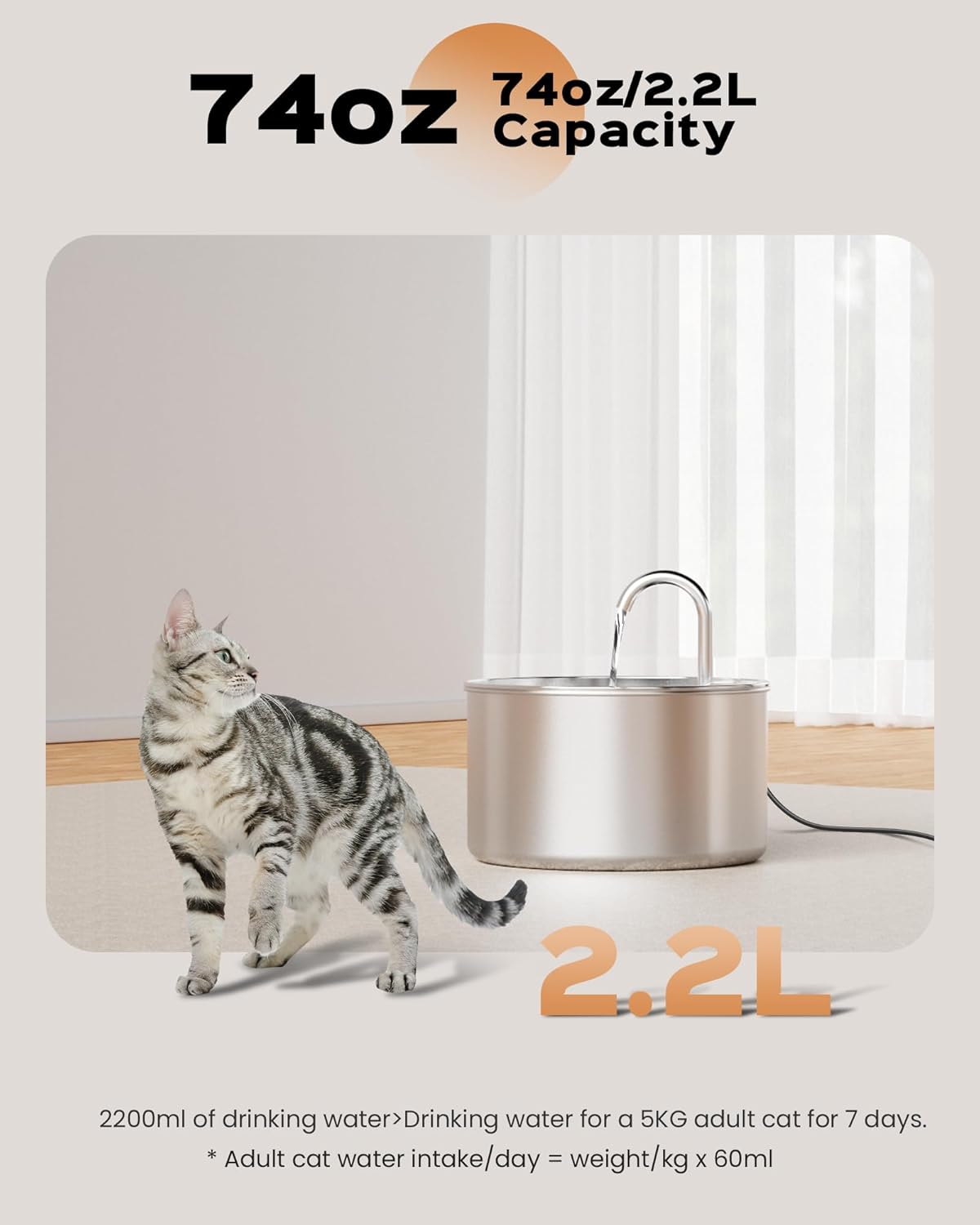 Cat Water Fountain: Stainless Steel Pet Water Fountains Indoor Metal Automatic