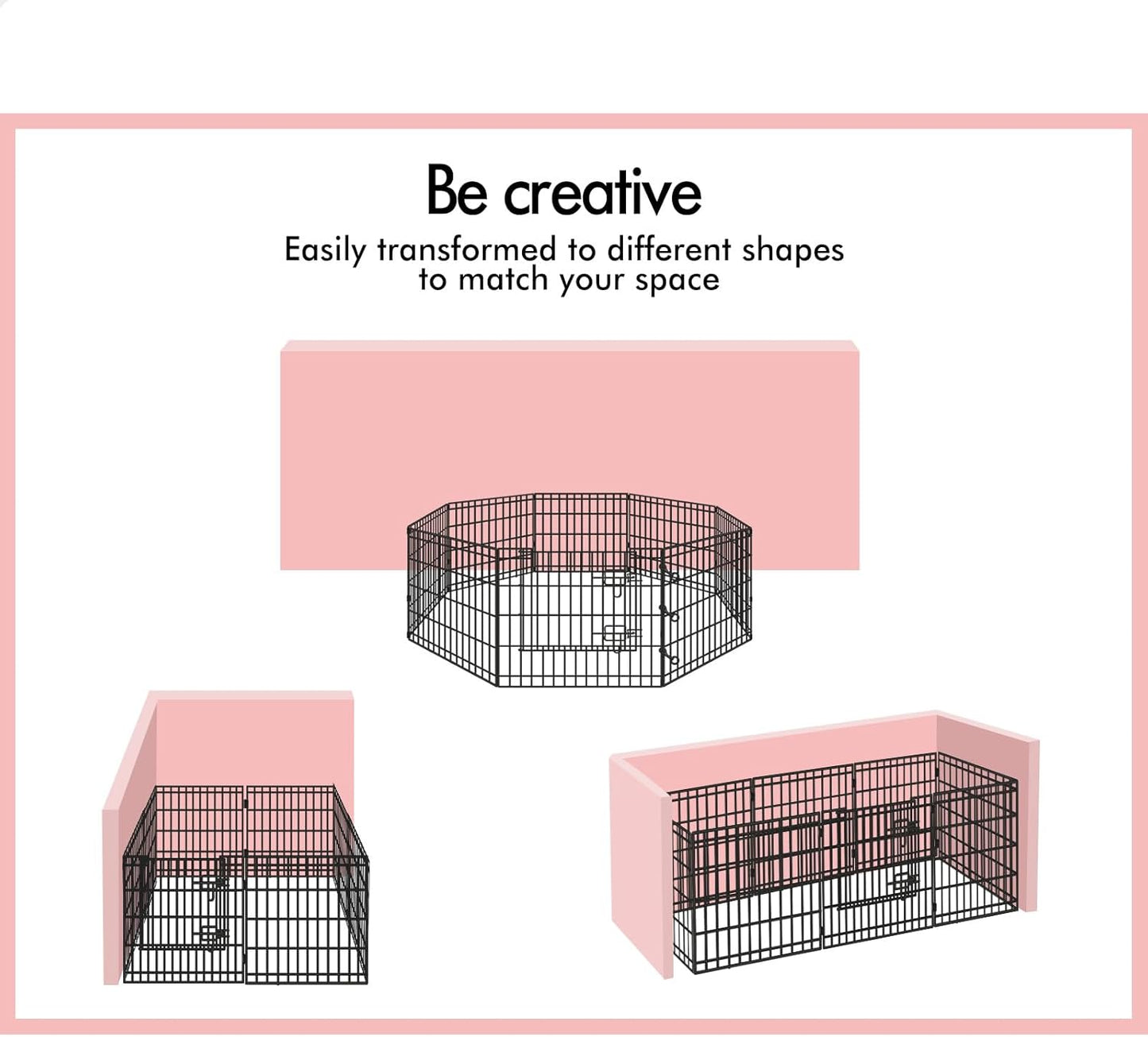 Beastie Foldable Pet Dog Metal Playpen 24", 8 Panels Folding Dog Play Pen Frame for Puppy
