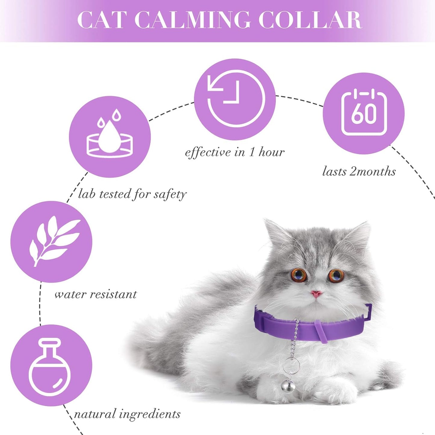 4 Pieces Cat Calming Collars Adjustable Cat Pheromones Calming Collars with 4 Bells
