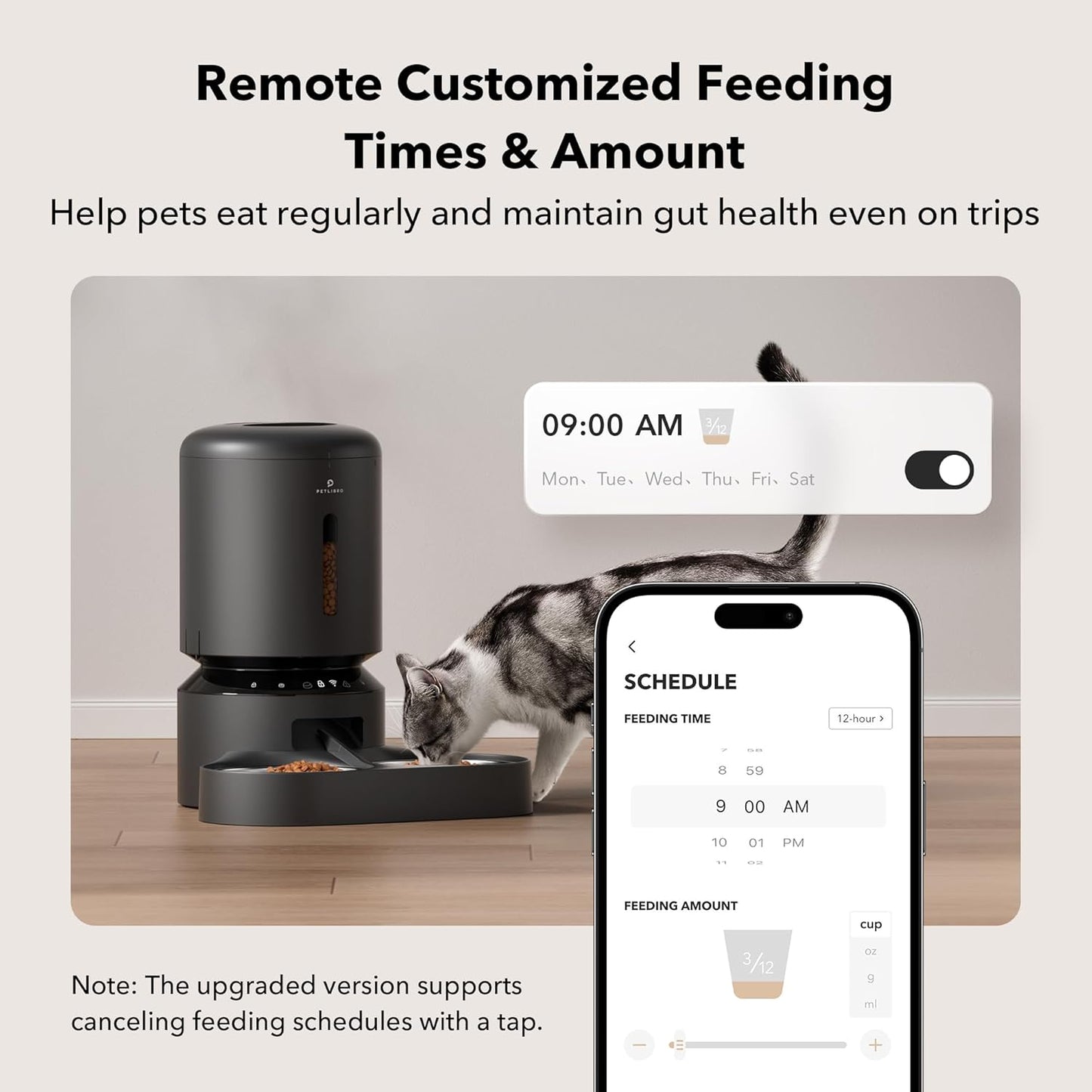 PETLIBRO Automatic Cat Feeder for 2 Cats, 5G WiFi Cat Food Dispenser with APP Remote Feeding, 5L Timed Automatic Dog Feeder, 1-10 Meals/Day, 10s Meal Call, Dual Trays Pet Feeder for Cat, Dog