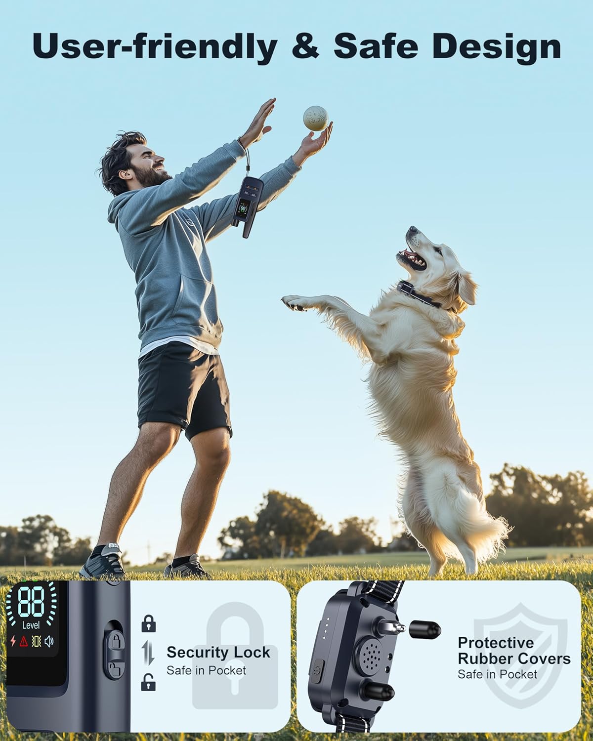 Jugbow Dog Shock Collar - 4200FT Dog Training Collar with Remote for 5-120lbs Small Medium Large Dogs