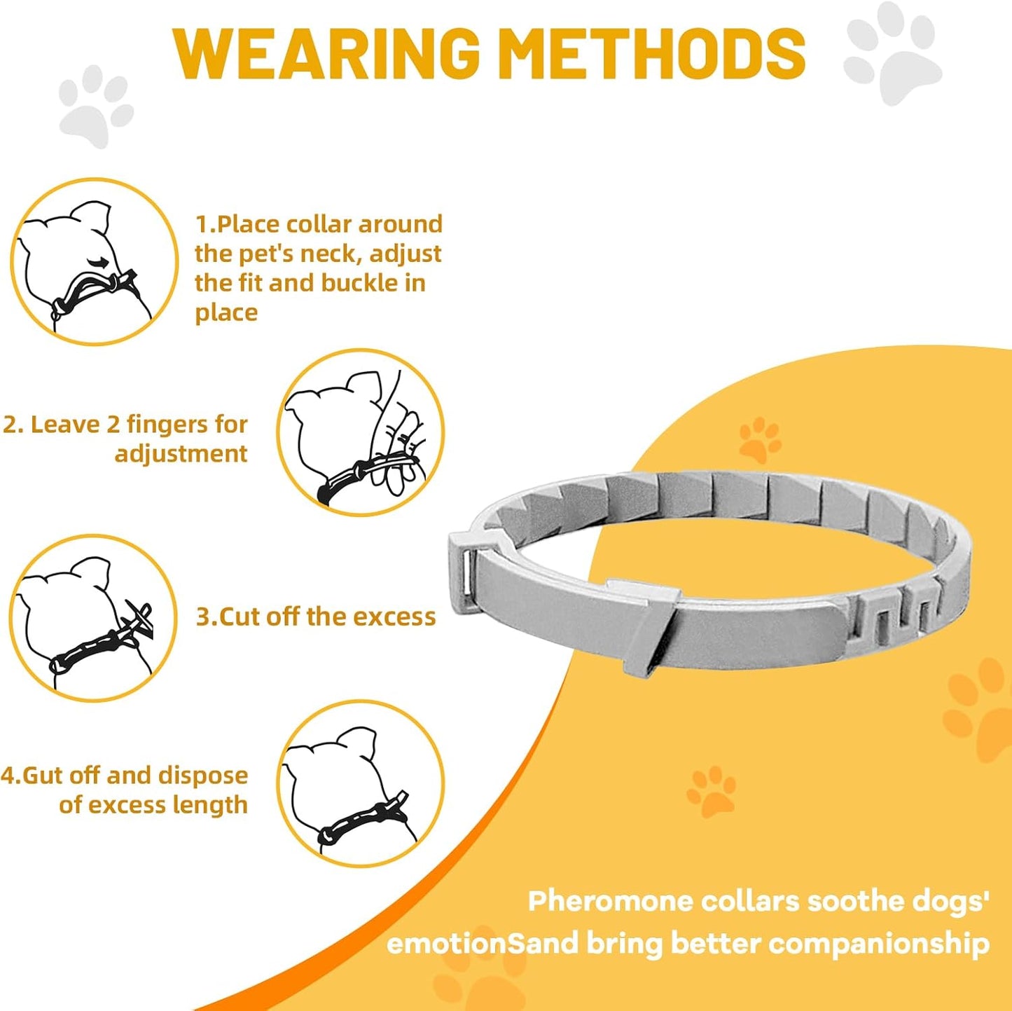 Calming Collar for Dogs 4-Packs,Dog Calming Collar,Pheromone Collar for Dogs,Relief Anxiety Stress Separation,Lasts 60 Days,25 Inches Size Flexible Adjustable,for All Small Medium and Large Dog Grey