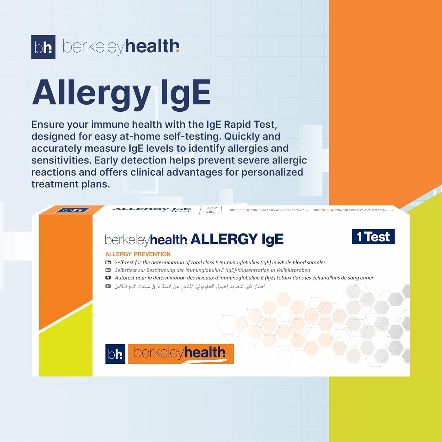 Berkeley Health Allergy Self Test Kit - Tests for Allergies (IgE) Dust Mite, Pollen and Dog and Cat Hair