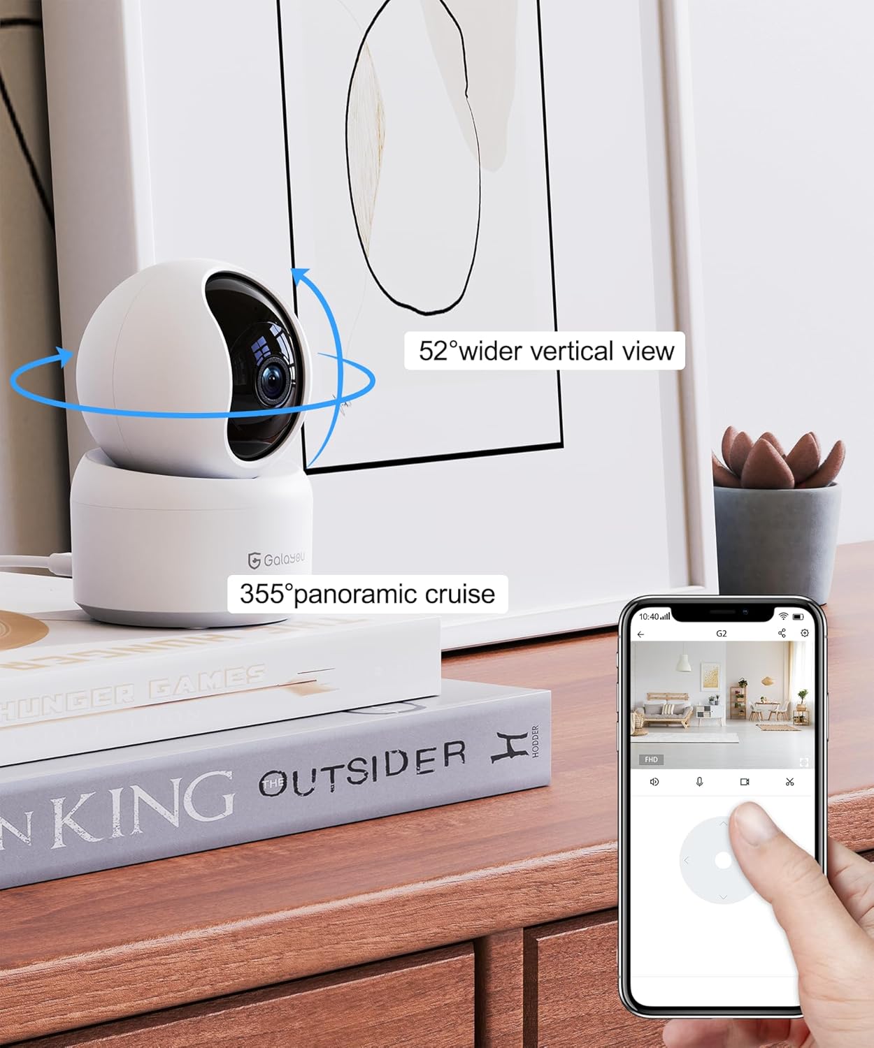 GALAYOU Indoor Security Camera 2K, 360 Degree 2.4G WiFi Home Security for Baby/Pet