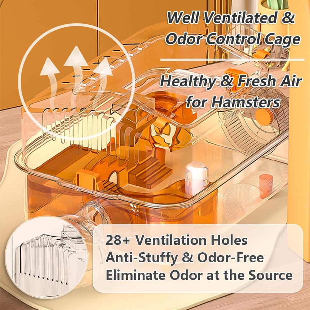 8-in-1 Dwarf Hamster Cage, No Assembly Full Transparent, Small Desktop/Breeding/Nursery Cage