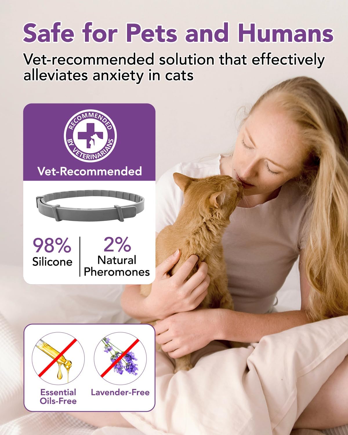 Calming Collar for Cats -4 Pack Soother Cats Calming Collars Anxiety Relief