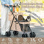 Double Layer Pet Stroller Cat Dog pram, Lockable Wheels Carriers, Foldable for Storage, for Small Medium Sized Pets, Simple Assembly (Brown)