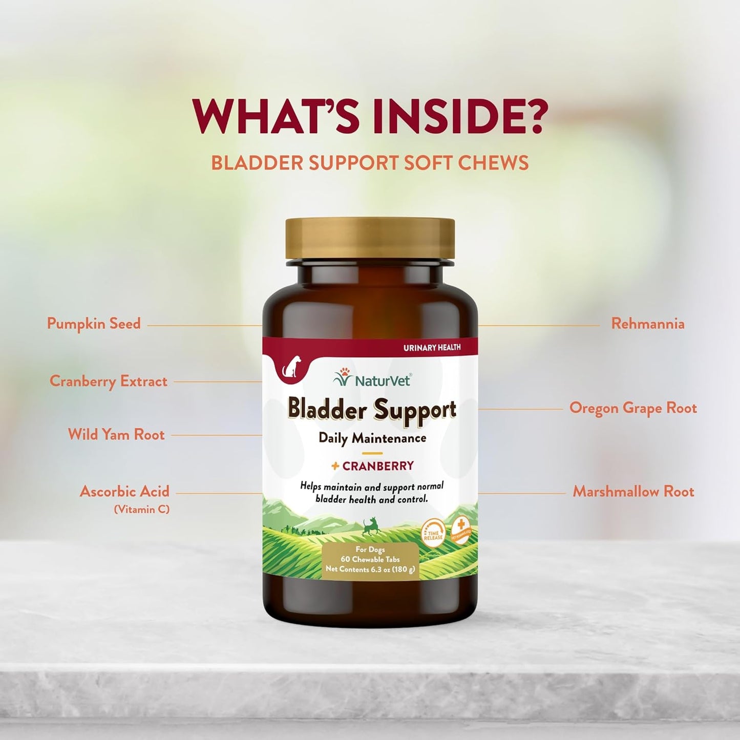 NaturVet Senior Dog Bladder Support Tablets, 60 Pills