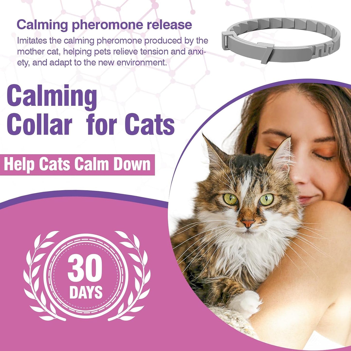 Calming Collar for Cats 4 Pack Soothing Cat Collars Stress Relief Anxiety Pheromone Collar for Cat Relaxing Pet Calm Bands Adjustable Comfort Cats Calming Straps Lasts 30 Days Feline Calming Product