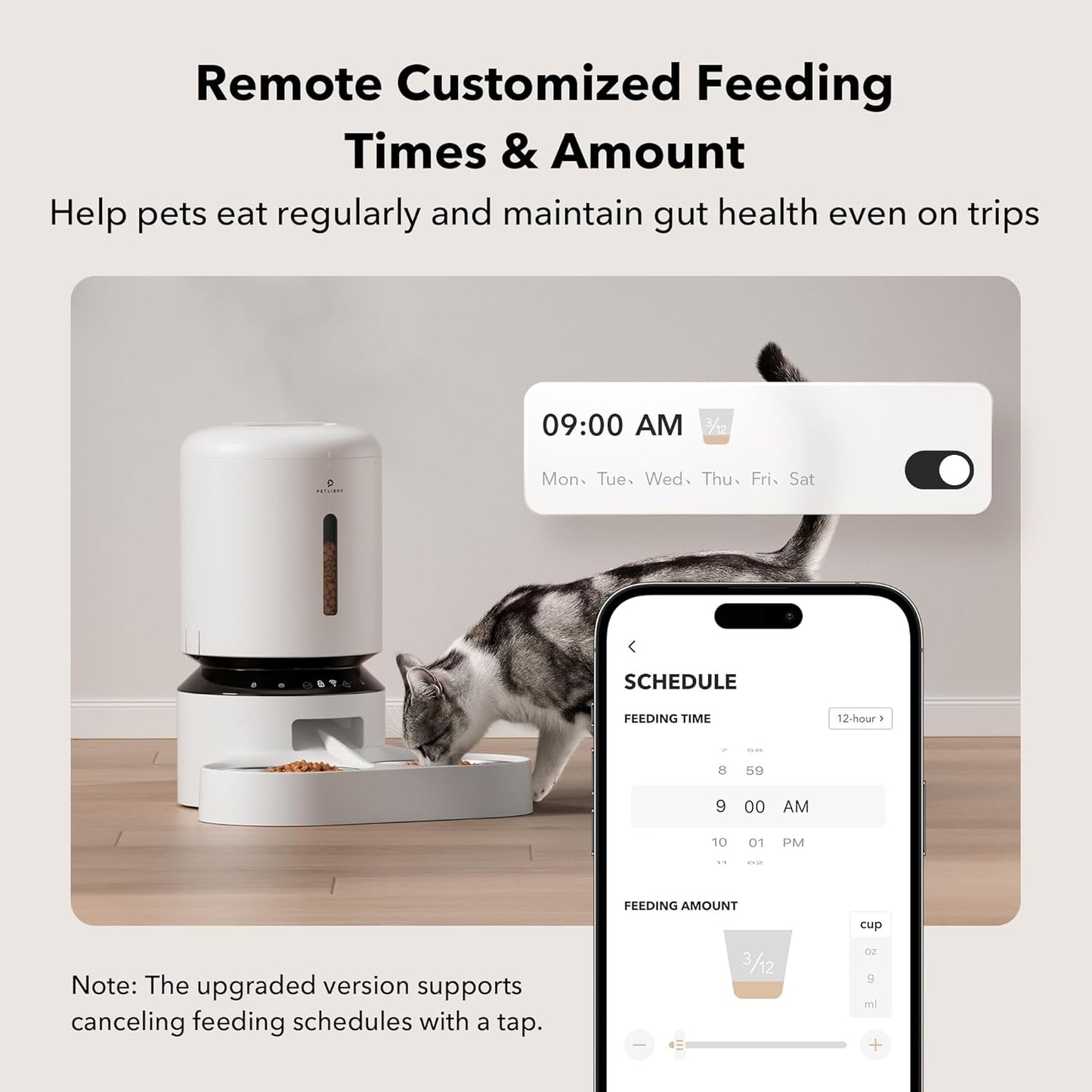 PETLIBRO Automatic Cat Feeder, WiFi Pet Feeder for 2 Cats or Dogs with APP Control, 5L