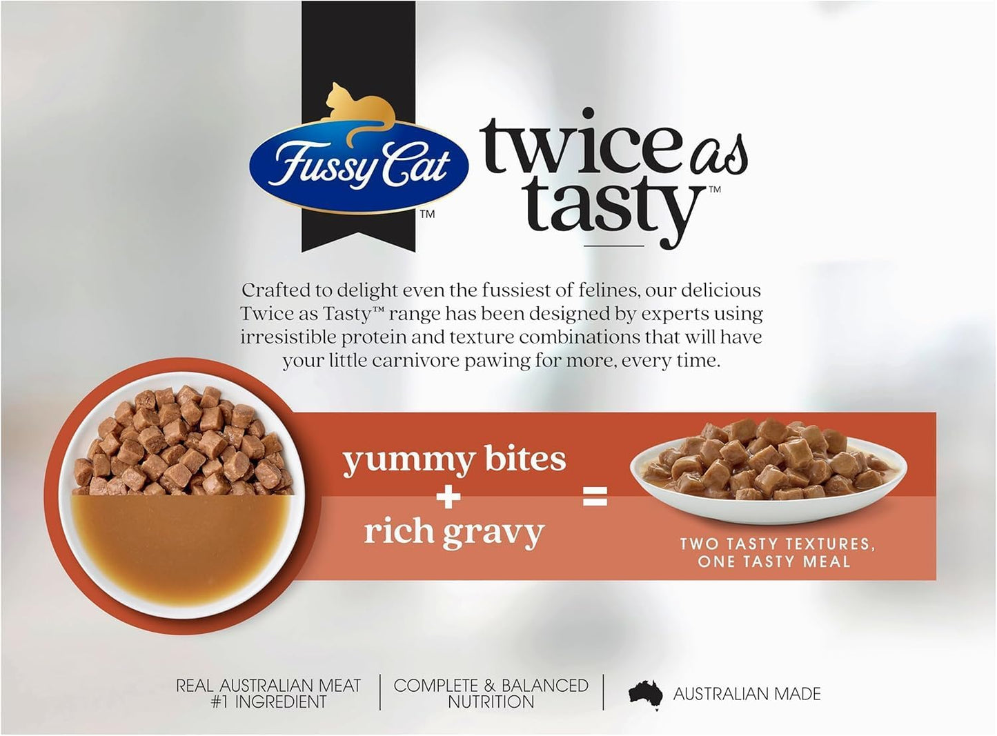 Fussy Cat Grain Free Adult Twice as Tasty Wet Cat Food, Bites & Gravy Poultry 12x80g