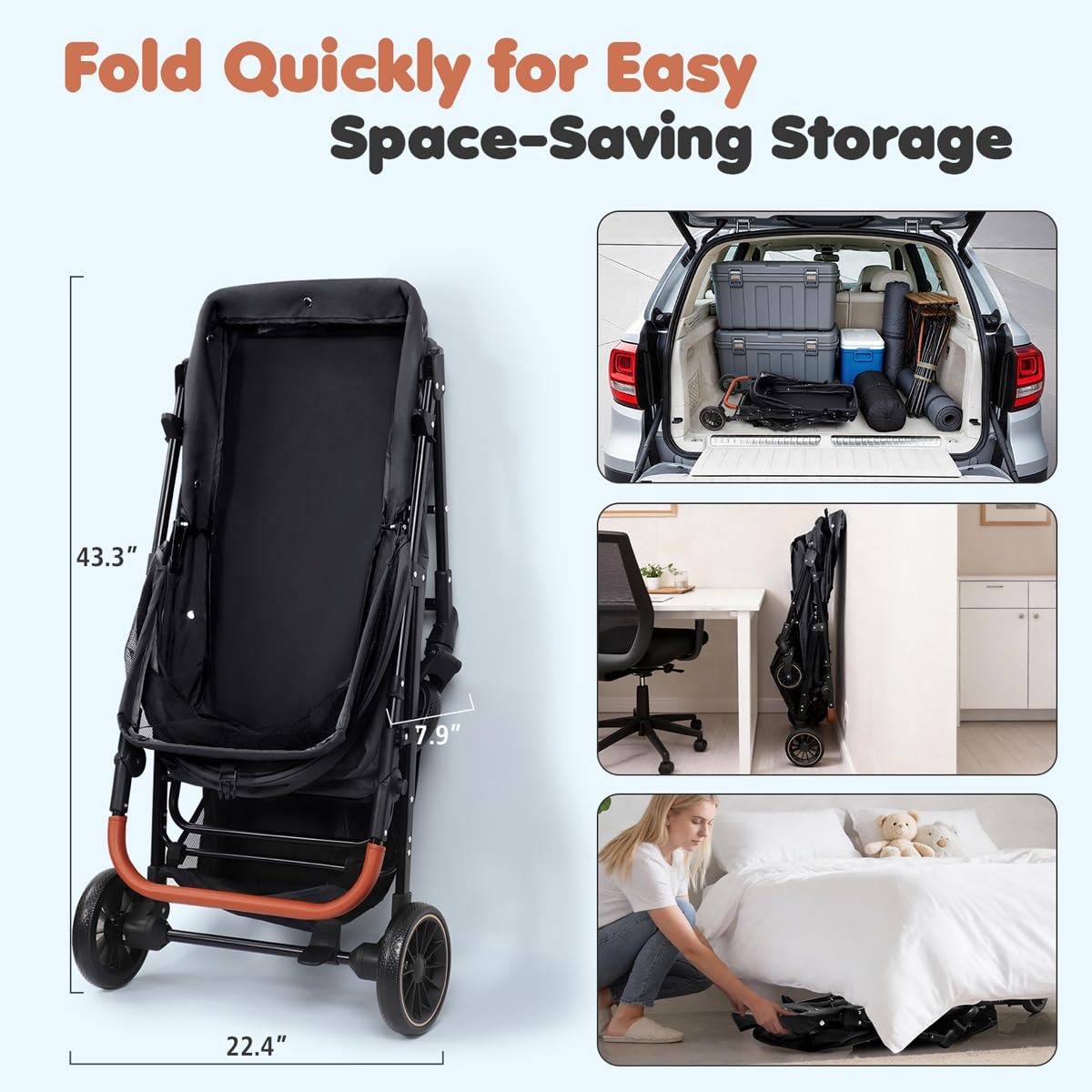 Dog Stroller for Large & Medium Dogs (20–132 lbs)