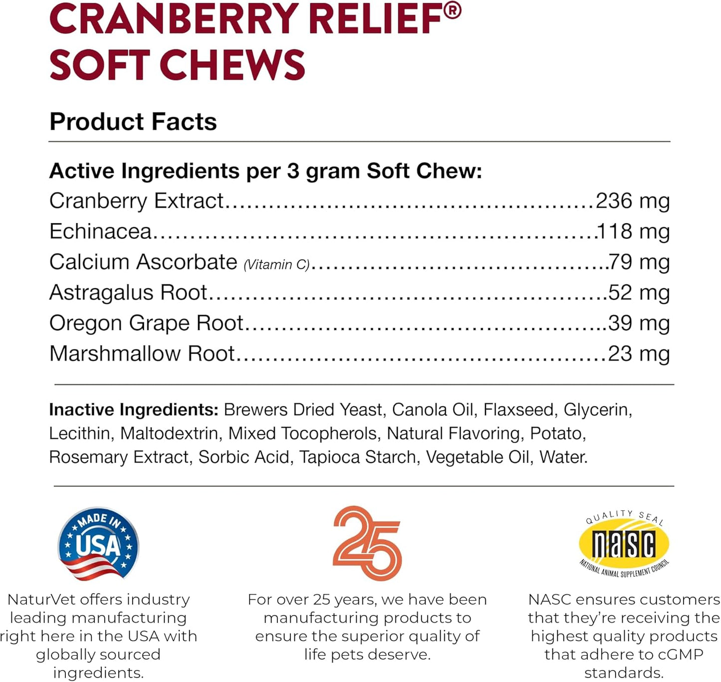 NaturVet Cranberry Relief 120 Count Soft Chew (Jar) with Echinacea for Dogs