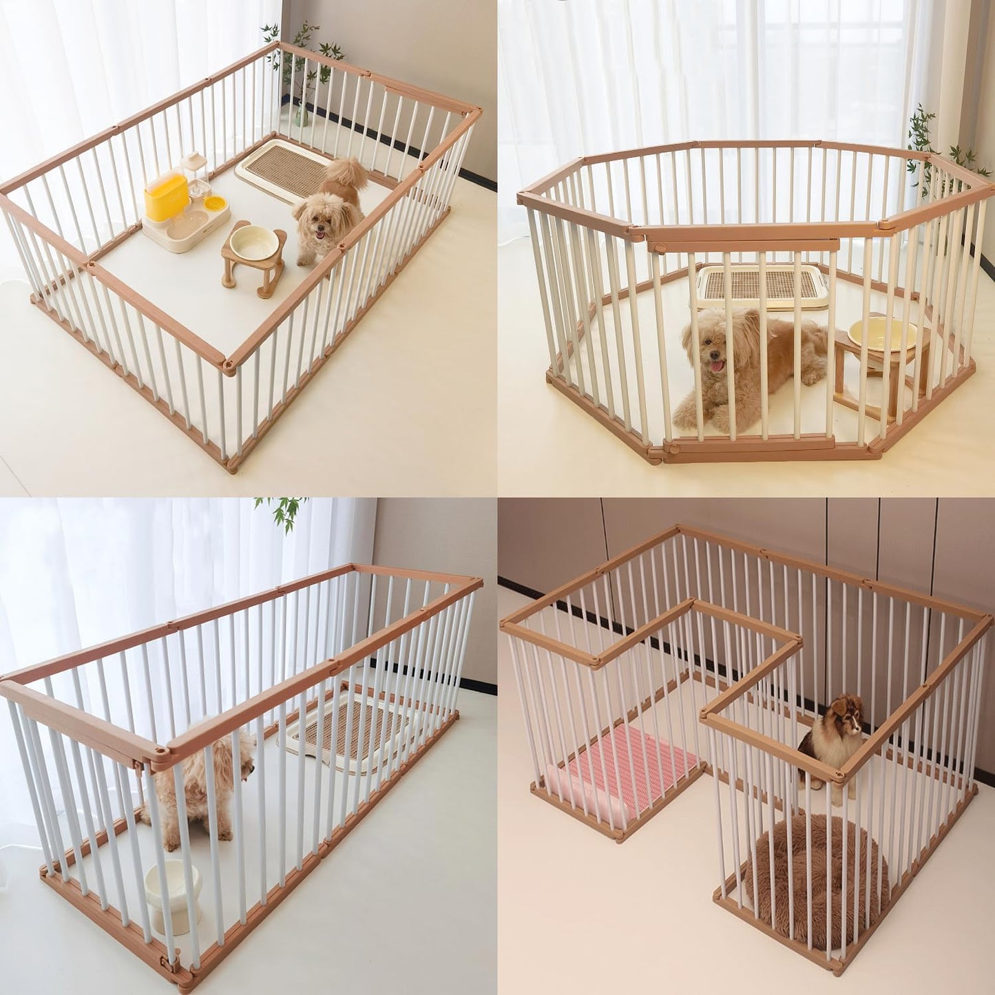 Enliansgo Dog Playpen 10 Panels Heavy Duty Dog Pen 54" Length Puppy Pet Playpen Outdoors & Indoors Anti-Rust Exercise Dog Fence with Doors for Medium/Small Pet Play for RV Camping Yard (Dog Playpens)