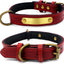 Yonsbox Personalized Leather Dog Collar with Soft Padded Name Plate Engraved Custom Adjustable Heavy Duty Small Medium Large Dogs