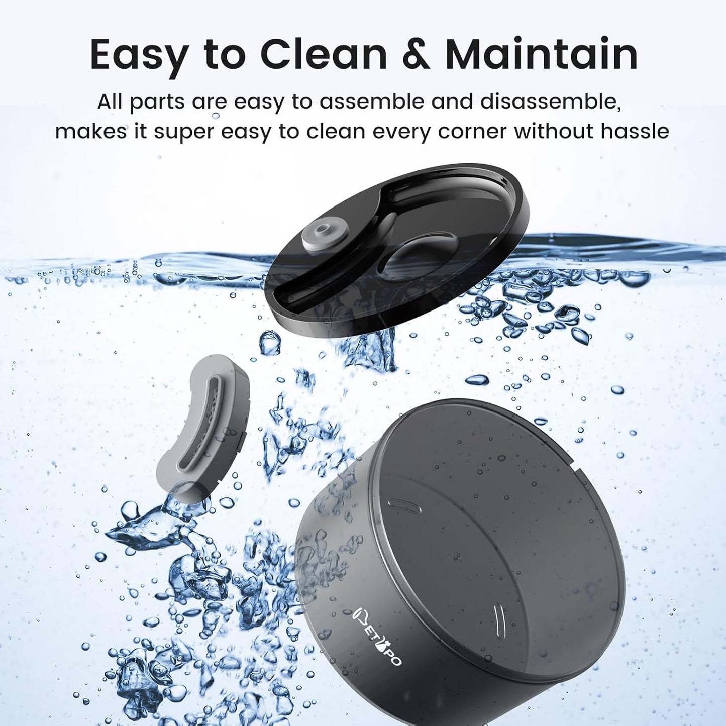Cat Water Fountain, 3L/100oz Pet Water Fountain for Cats Indoor, BPA-Free (Black, Plastic)