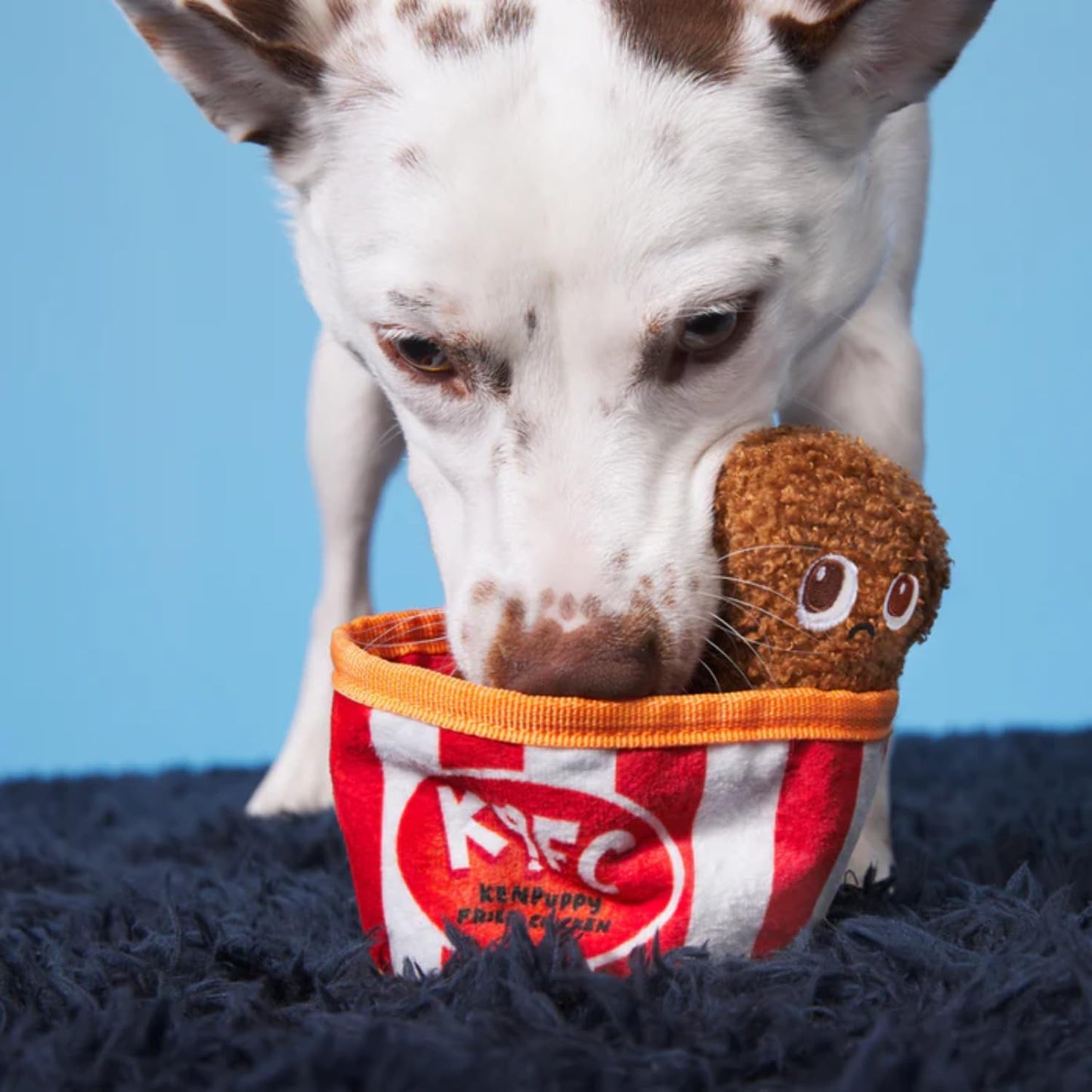 Barkbox Kenpuppy Fried Chicken (BoBB) Dog Squeak Chew Toy - Plush Bucket & Drumstick Set with Squeakers & Crinkle – for X-Small to Small Dogs