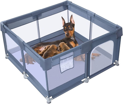 Foldable Portable Dog Fence With Door - Indoor and Outdoor Pet Cage