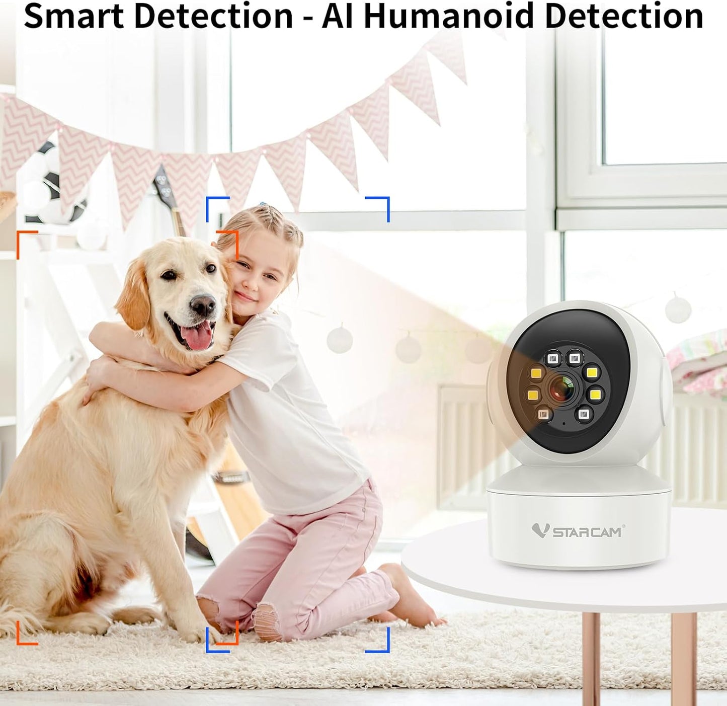 VSTARCAM Indoor Security Camera,2K HD WiFi Camera,Baby Camera,360° PTZ Camera,Dog Camera,Pet Camera,Baby Monitor,Night Vision(Led Camera CS49L)