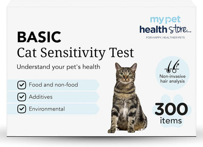 My Pet Health Store Allergen Sensitivity Test - Home Cat Allergen Test | 300 Items | Fast 3-5 Day Results | Gentle Fur Sampling | Comprehensive Food & Environment Analysis | Suitable for All Cats
