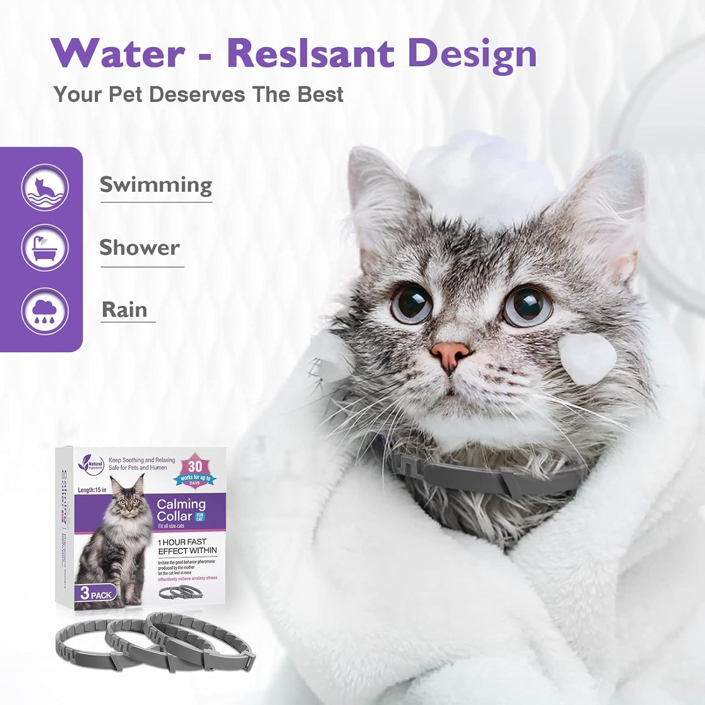 3 Pack Calming Collar for Cats and Kittens Pheromone Collar Efficient Relieve Reduce Anxiety
