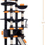 Heybly Tall Cat Tree, 78-inch Multi-Level Cat Tower for Indoor Cats, 2 Widened Plush Perches Cat Condo with Scratching Board and Big Caves, Smoky Gray HCT033G