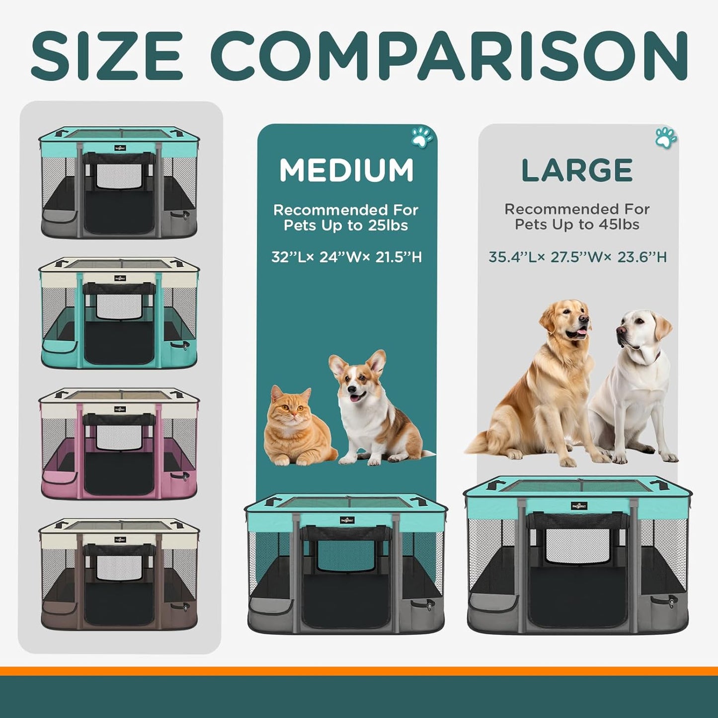 Foldable Pet Kitten Playpen, Waterproof Portable Cat Dog Playpen Kennel Tent for Small Dog Cat