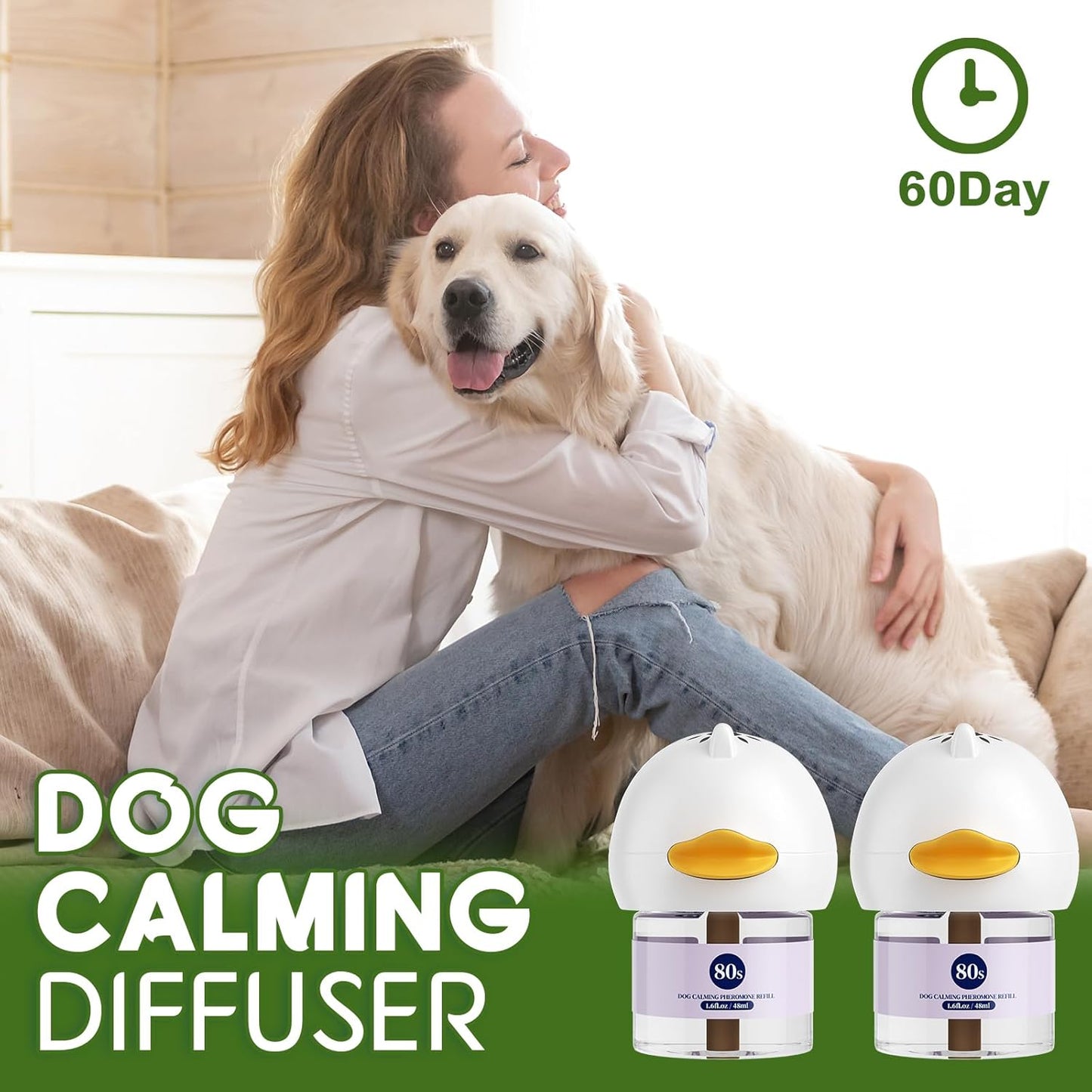 80S Pheromone Diffuser for Dogs, Dog Calming Pheromone Plug Diffuser, 30 Days