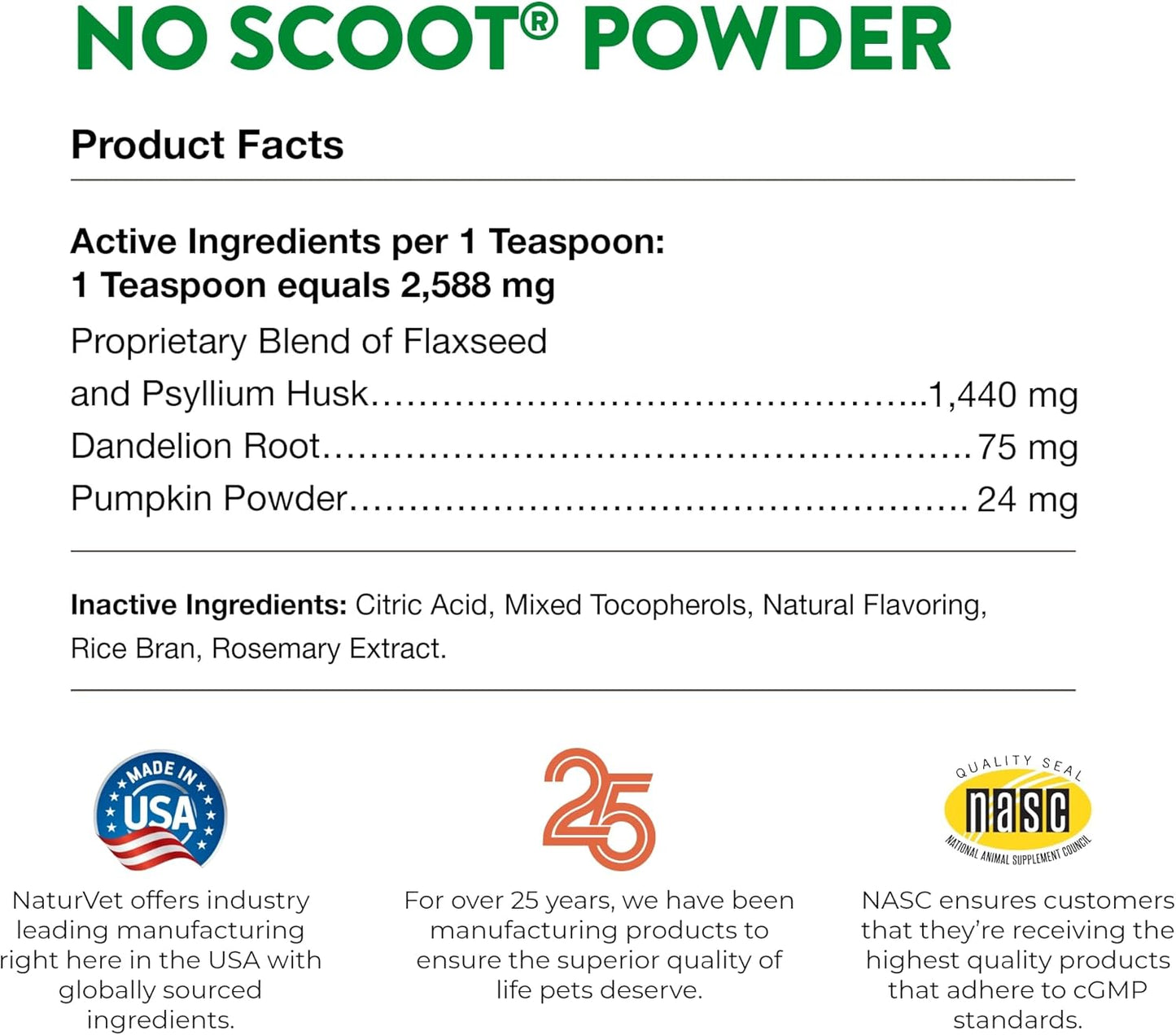 NaturVet No Scoot for Dogs - Plus Pumpkin | Supports Healthy Gland & Intestinal Function | Enriched with Beet Cutlet, Linseed & Psyllium Husks | 155 g Powder