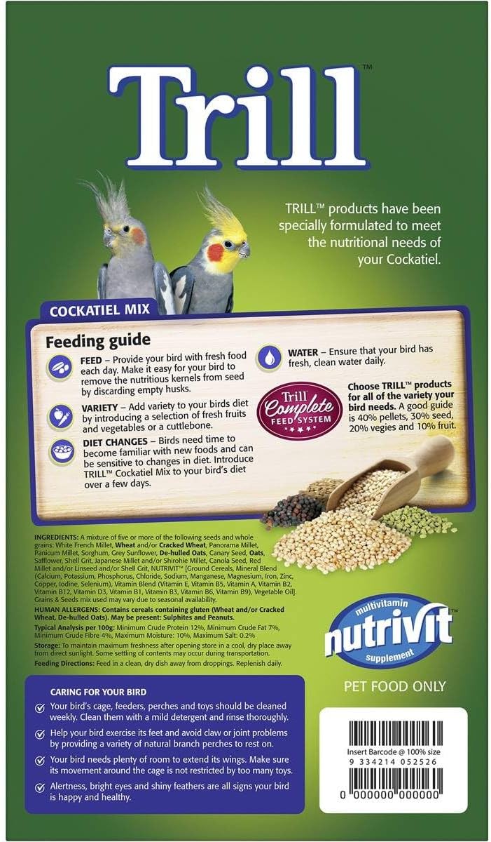 Trill Cockatiel Seed Mix Bird Food 1.8 kg
