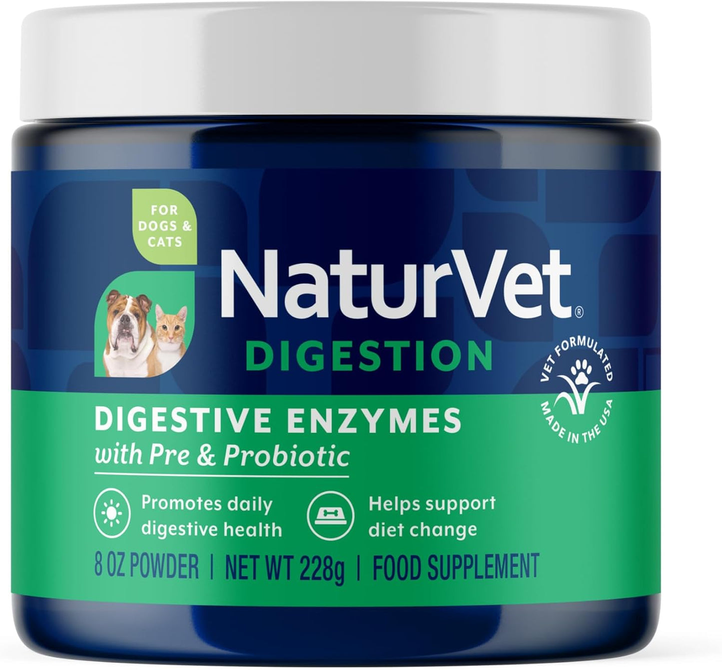 NaturVet Digestive Enzymes and Probiotics, 227g