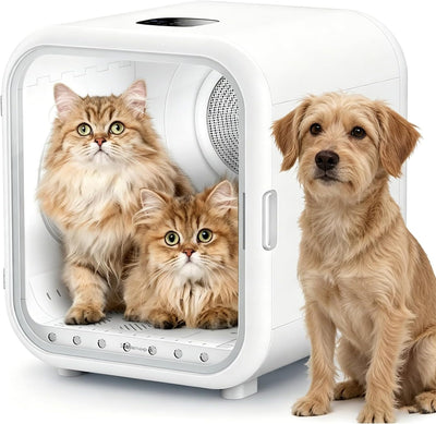 62L Dog Dryer Box, 360° Efficient Automatic and Quiet Cat Pet Dryer Box with Smart Temperature Control, Ideal for Cats and Medium Dogs (white)