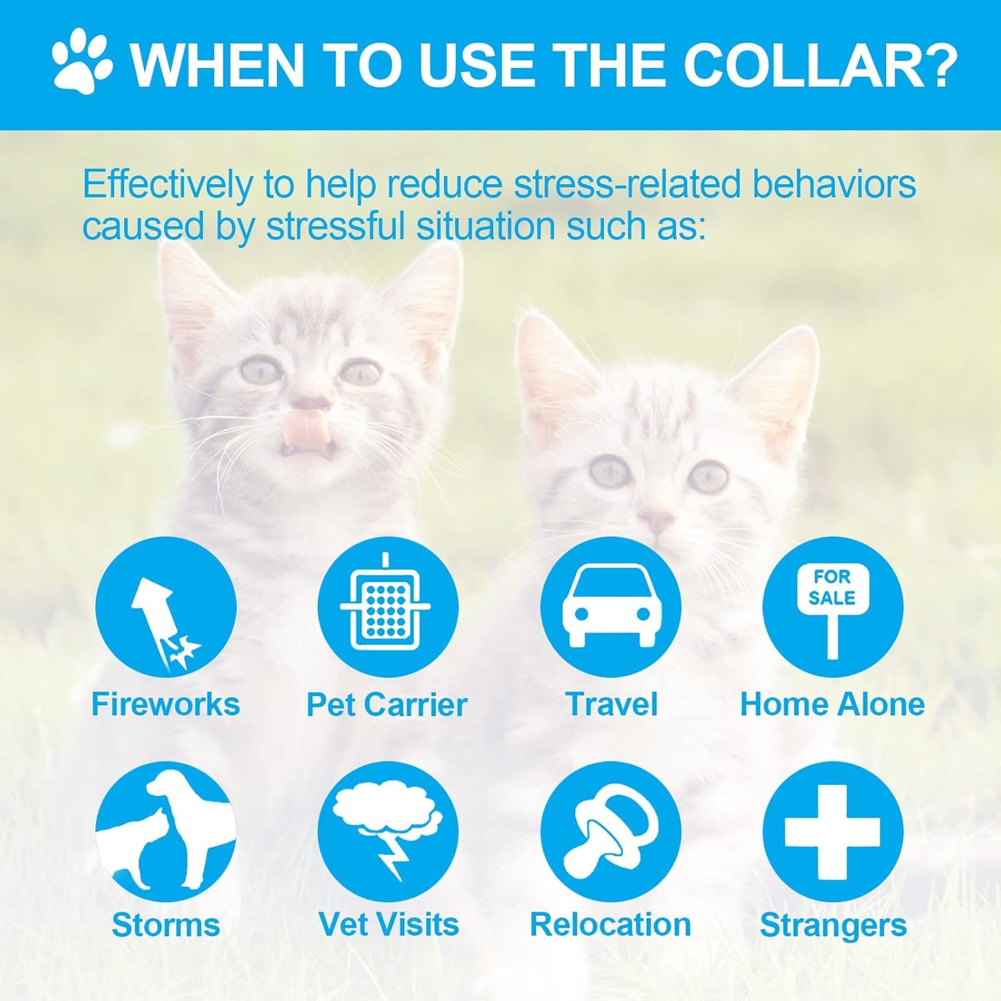 4 Pcs Cat Calming Collar Adjustable Lavender Scent Relaxing Cat Collar with 2 Pendant
