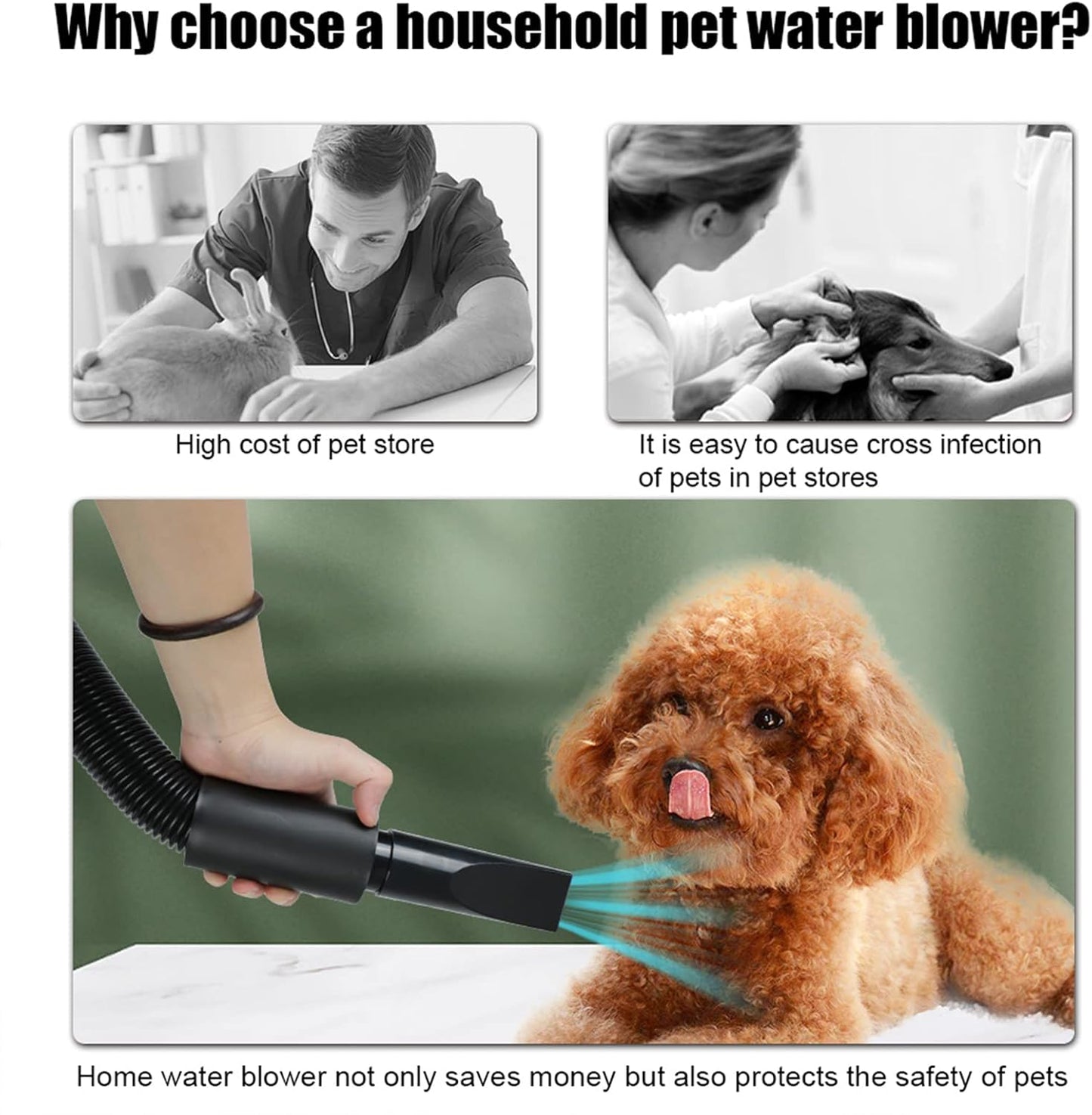 Dog Hair Dryer 2800 W Dog Blower Dog Hair Dryer Very Quiet Professional Dog Hair Dryer