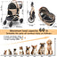 Dog stroller with 4 Wheels, Folding Cat Stroller for Small/Medium/Large dogs & cats to 60 lbs, pet stroller with removable carrier