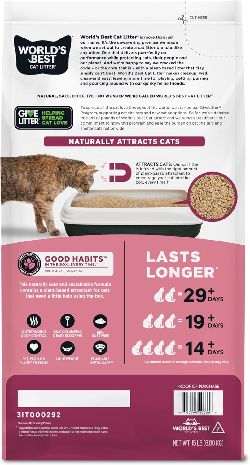 WORLD'S BEST CAT LITTER Good Habits Attractant Cat Litter, 15-Pounds