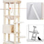 Heybly HCT050M Beige Cat Scratching Post with Blankets for Large Cat Scratching Post Large Platforms Cave 50 x 50 x 153cm