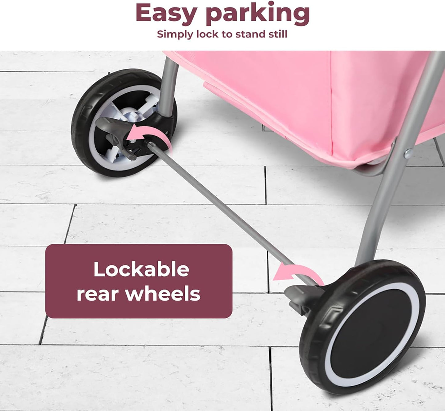 PaWz 4 Wheels Foldable Pet Stroller Dog Cat Travel Carrier Large Pink