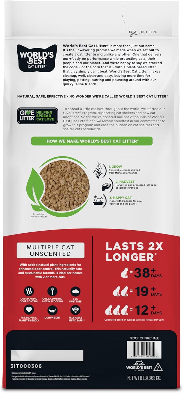 Worlds Best Multiple Cat Clumping Litter - 8 lb.