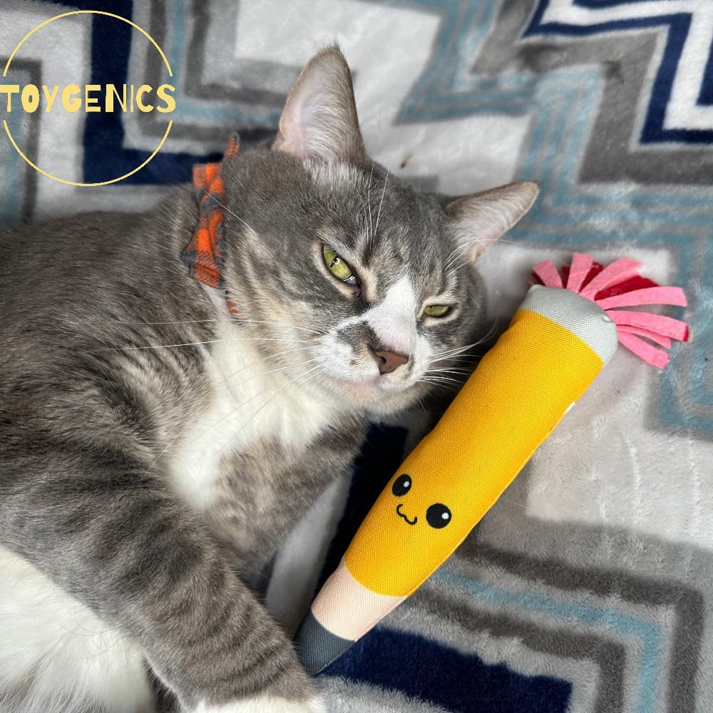 Pencil Kicker Catnip Toy w/ Long Shape & Bite Resistant Plush for Cat