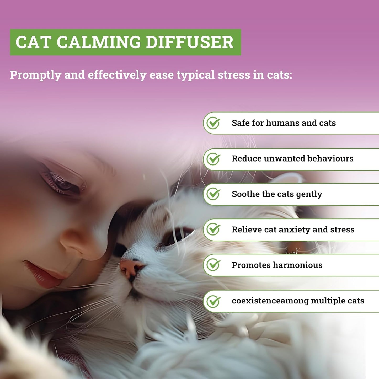 Cat Calming Diffuser Plug in - 6 Pack , Includes 2 Diffusers & 6 Refills