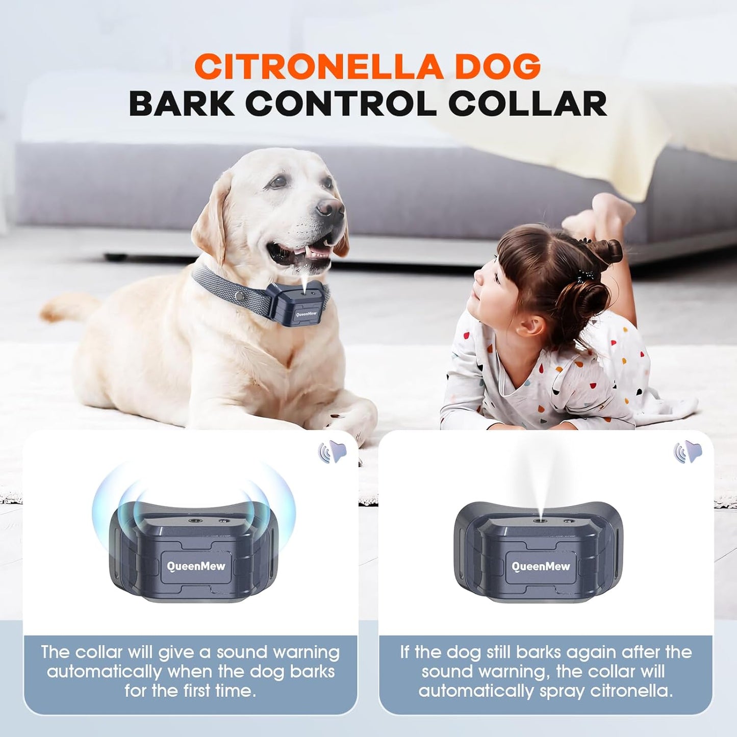 Anti Barking Dog Collars, Spray Bark Collar with 3 Adjustable Sensitivity & Spray Levels