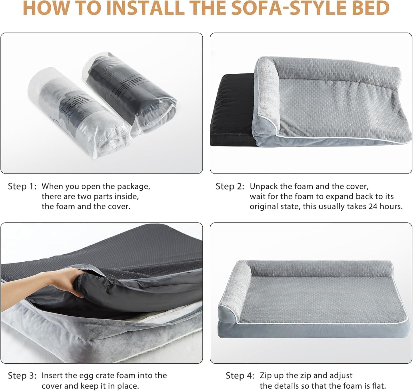 Orthopedic Dog Beds for Large Dogs-Waterproof Sofa Dogs Bed with Removable Washable