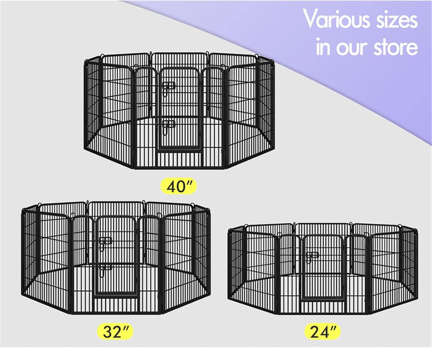 Beastie 40" Foldable Pet Dog Metal Playpen Enhanced, Universal Portable Pet Exercise Cage